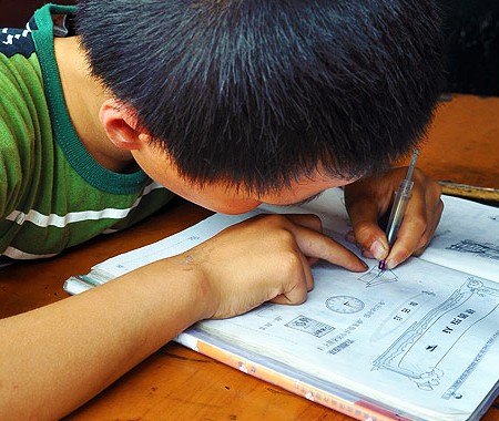 Chinese Kid Studying Maths